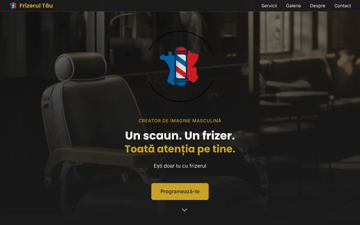 Pagina principală a site-ului Frizerul Tău